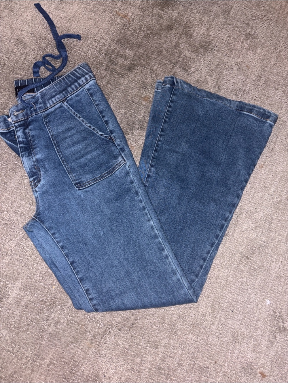 Risen Jeans size 11/30 flare leg style with elastic and drawstring waist EUC